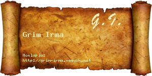 Grim Irma névjegykártya
